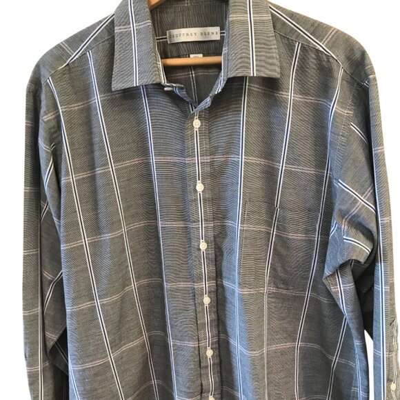 Geoffrey Beene Button-Down Shirt: Gray Plaid Long Sleeves, Size 16-1/2 32-33 - Picture 10 of 10
